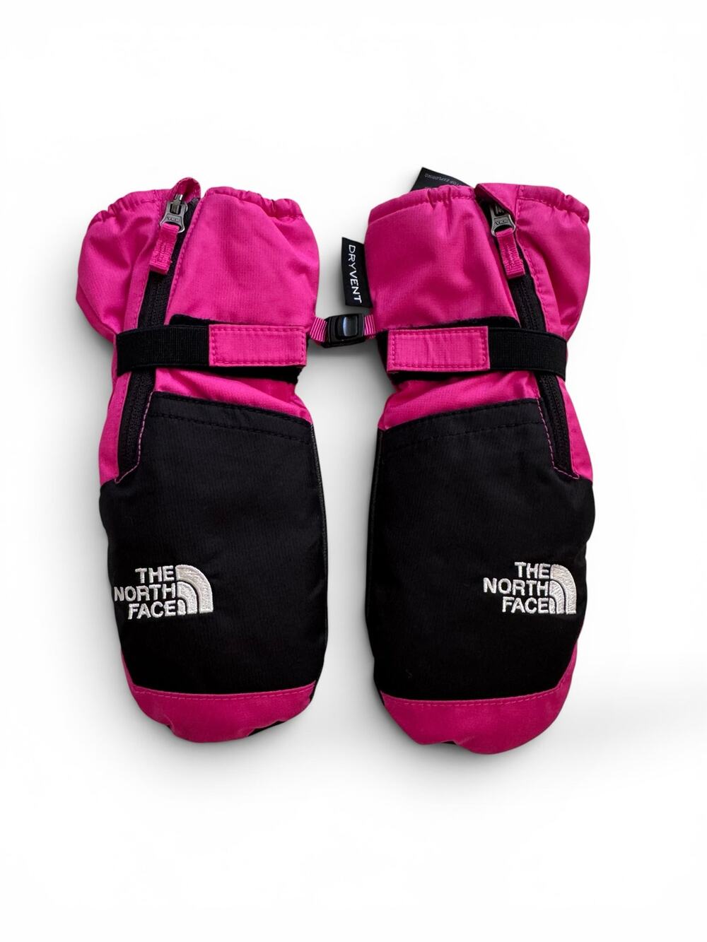 North Face pink & black kids snow mitts